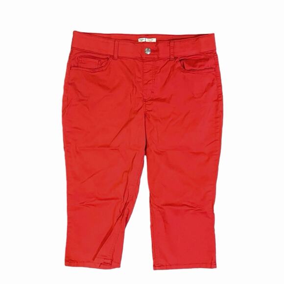 Riders by Lee Pants - Riders by Lee Women's Red Pull-On Waist Mid-Rise Capri Pants Soft Stretch SZ 14M